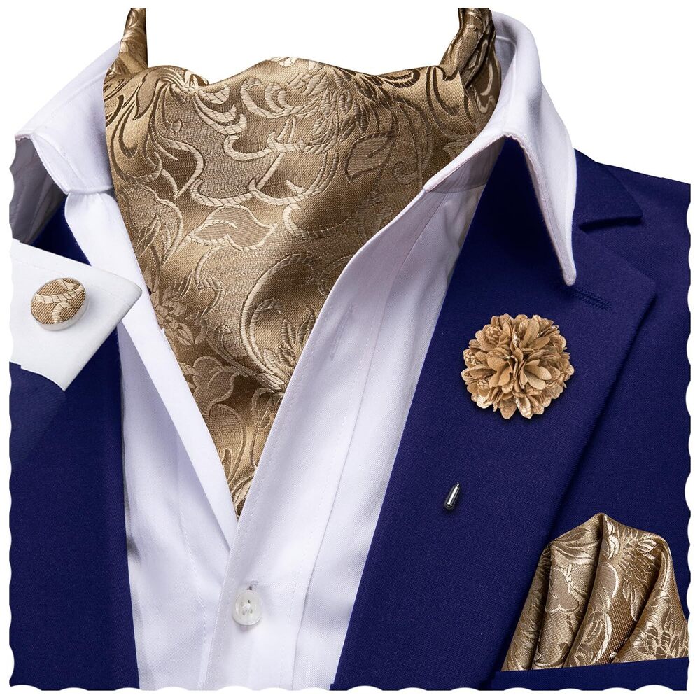 9244 Ascot Lapel Pin Set Cravat Ties Wedding Scarf Tie Party Business